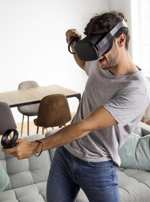person playing with alternative reality